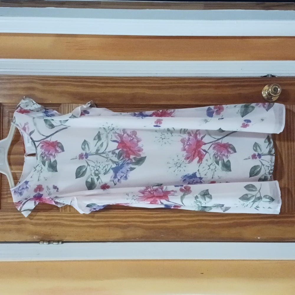 Motherhood Maternity Pink Floral Flutter Sleeve Midi  Dress Size M - Picture 3 of 13